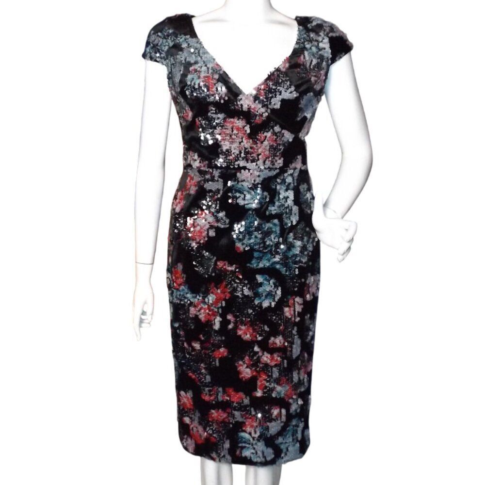 DRESS THE POPULATION Dress, S, Allison, Velvet/Sequins, Evening/Cocktail Midi